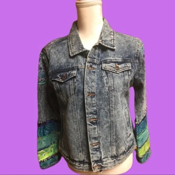 Mandala Crystal Embellished Jean Jacket - Picture 2 of 2